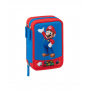 Super Mario Astuccio Organizzato Tre Zip Super Mario - 20x13x7 Cm Astuccio +18 Pennarelli + 18 Pastelli Colorati + Forbici Col